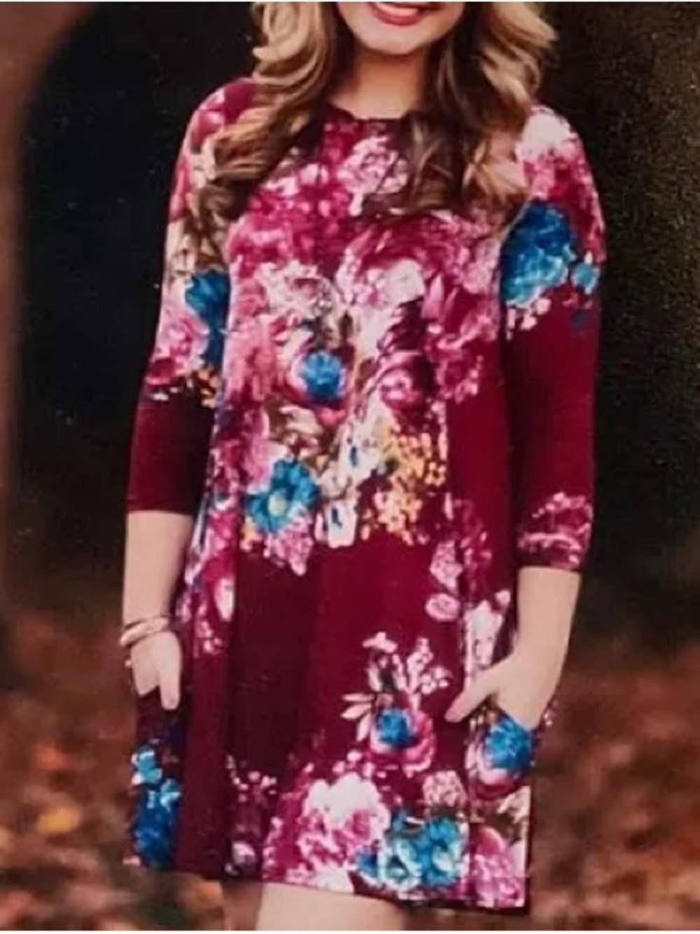 Bellamie Women's Floral Tunic Dress with Pockets XL